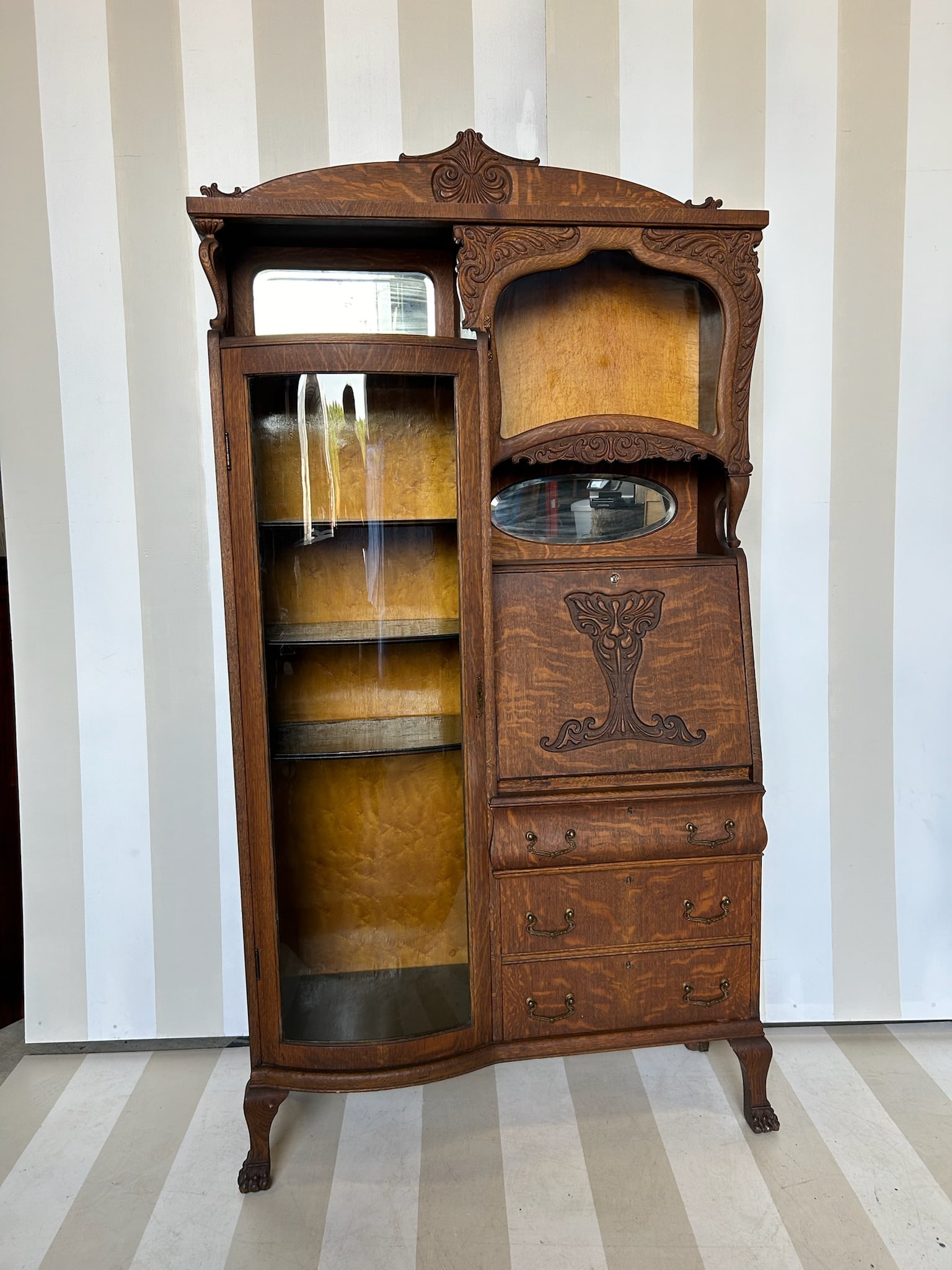 Victorian Oak Cabinet (1 of 8)