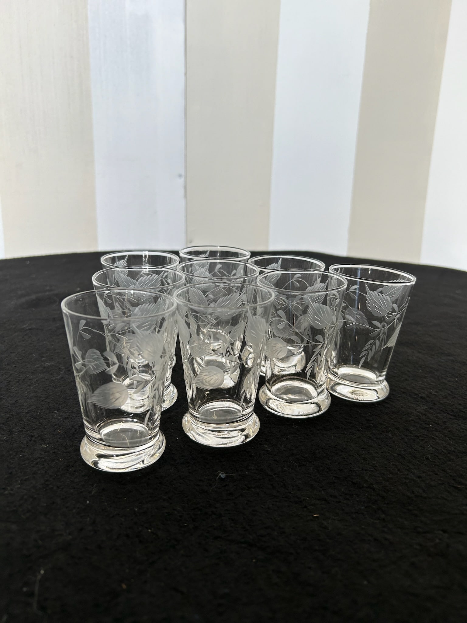 Set of 9 etched glass tumblers (1 of 5)