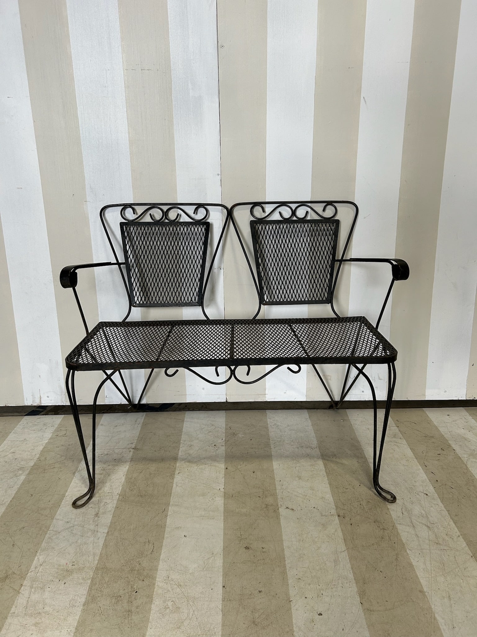 Black Painted Wrought iron Settee (1 of 11)