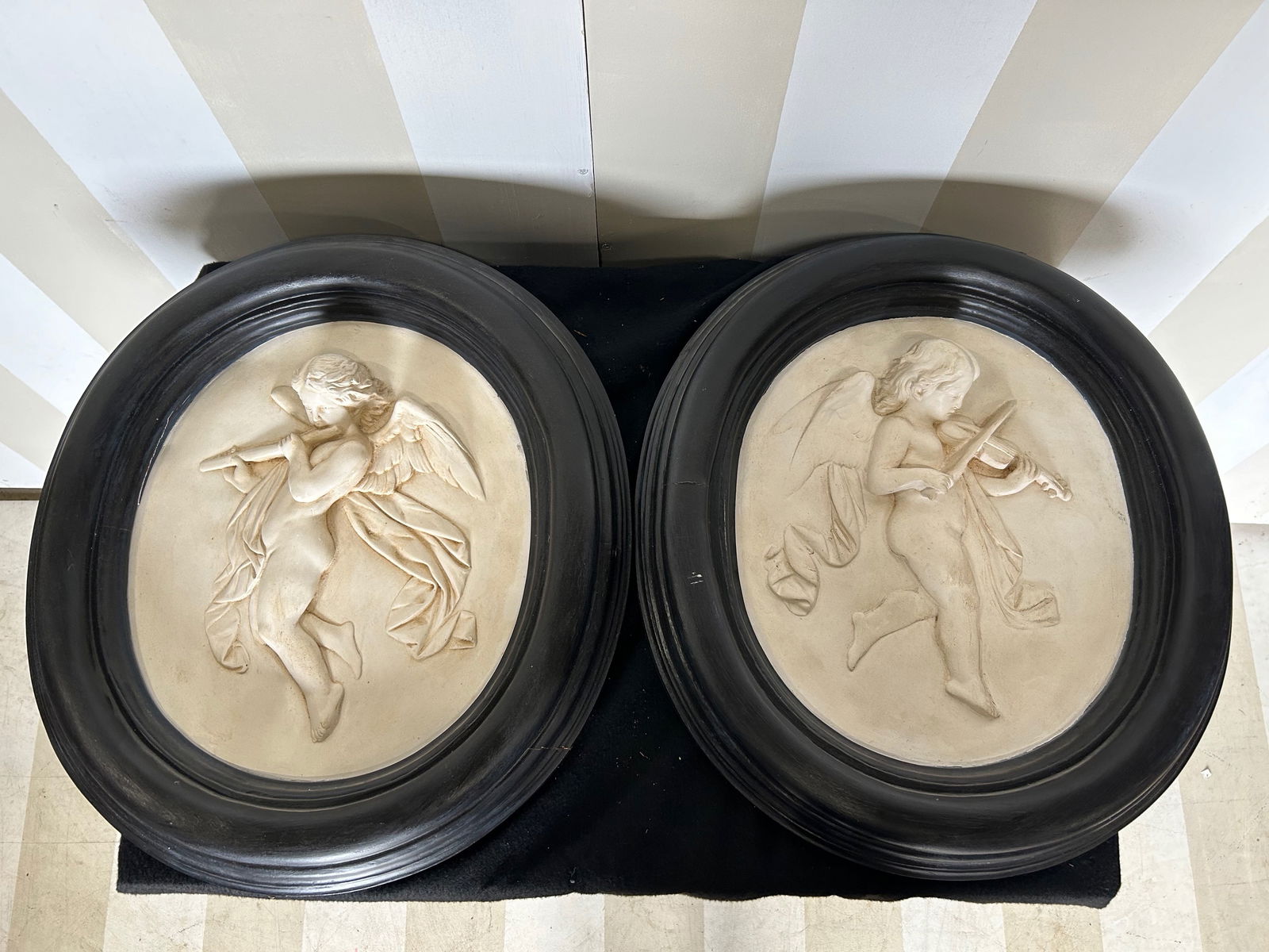 Pair of Framed Antique Plaster Cherubs (1 of 11)