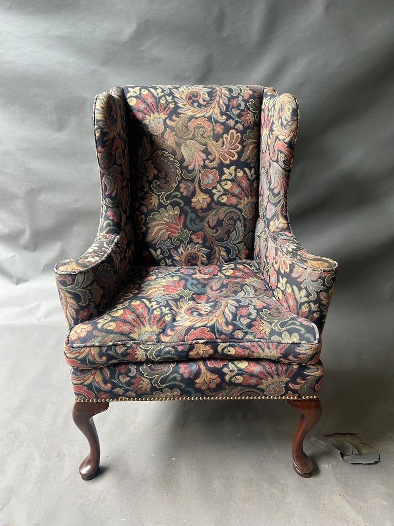 Handsome Upholstered Wingback Chair: Handsome Upholstered Wingback Chair