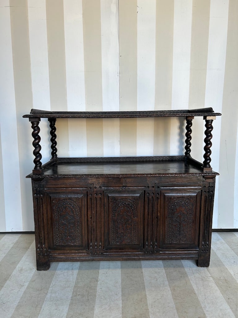 Great 18th-19th Century English Oak Cupboard/ Etagere with Carved Panels (1 of 12)