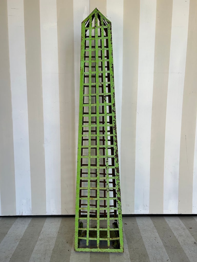 Early 19th Century 6' Garden Obelisk in Green Paint: Early 19th Century 6' Garden Obelisk in Green Paint