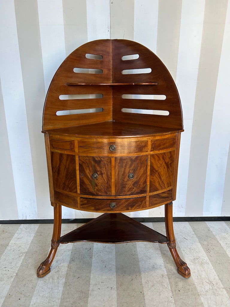 Very Unique 19th Century English Inlaid Mahogany Corner Bar (1 of 12)