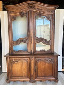 Antique French Buffet du Corps with Modern Cabinetry added for Entertainment Storage