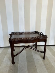Vintage Kittinger or Better Chinese Chippendale Tray Top Table with Removable Tray