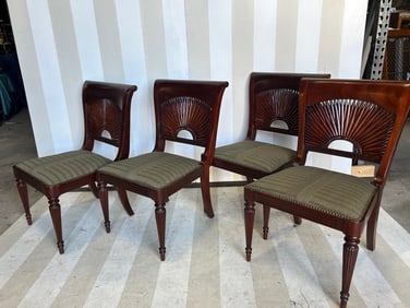 Set of 4 19th-early 20th Century Carved Regency Style Dining Chairs