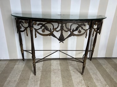 Fabulous Cast Aluminum Console with Glass Top