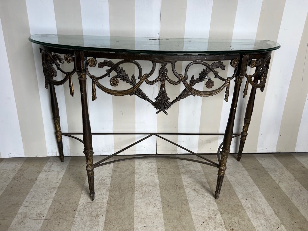 Fabulous Cast Aluminum Console with Glass Top (1 of 9)
