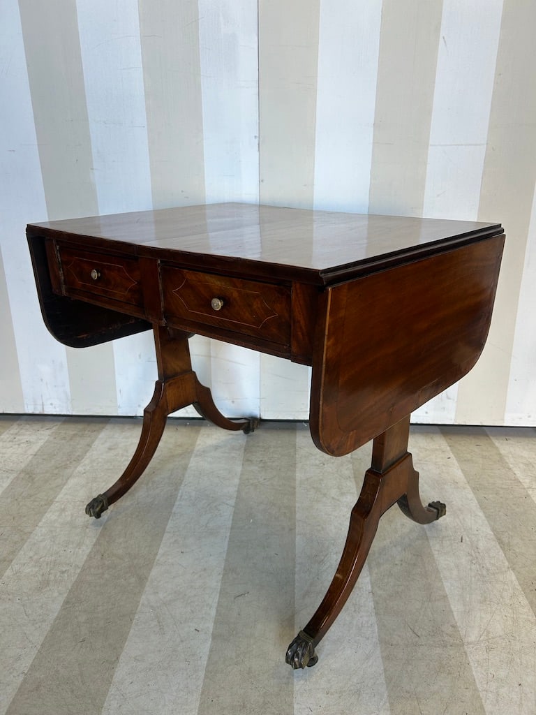 19th Century English Regency Inlaid Mahogany Sofa Table (1 of 15)