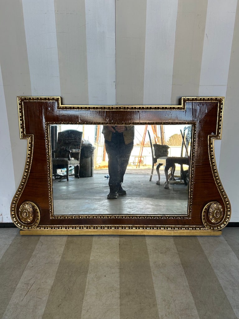 19th Century English Parcel Giltwood Mahogany Mantle Mirror (1 of 9)