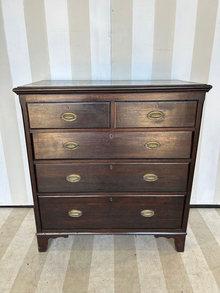 18th- 19th Century English Oak Chest with Lamb Tongue Canted Corners (1 of 15)