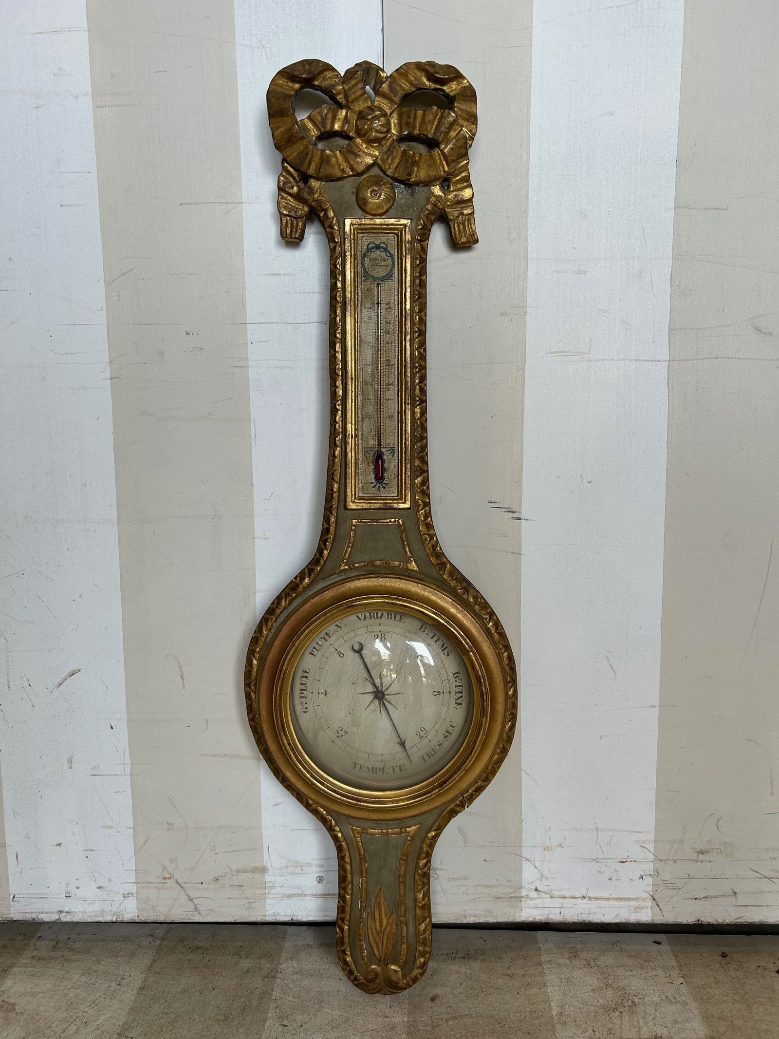 18th- 19th Century French Gilt and Paint Decorated Barometer (1 of 10)