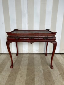 19th Century Red Chinoiserie Decorated English Baw and Claw Foot Desk
