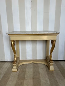 19th- early 20th Century French Paint Decorated Marble Top Console