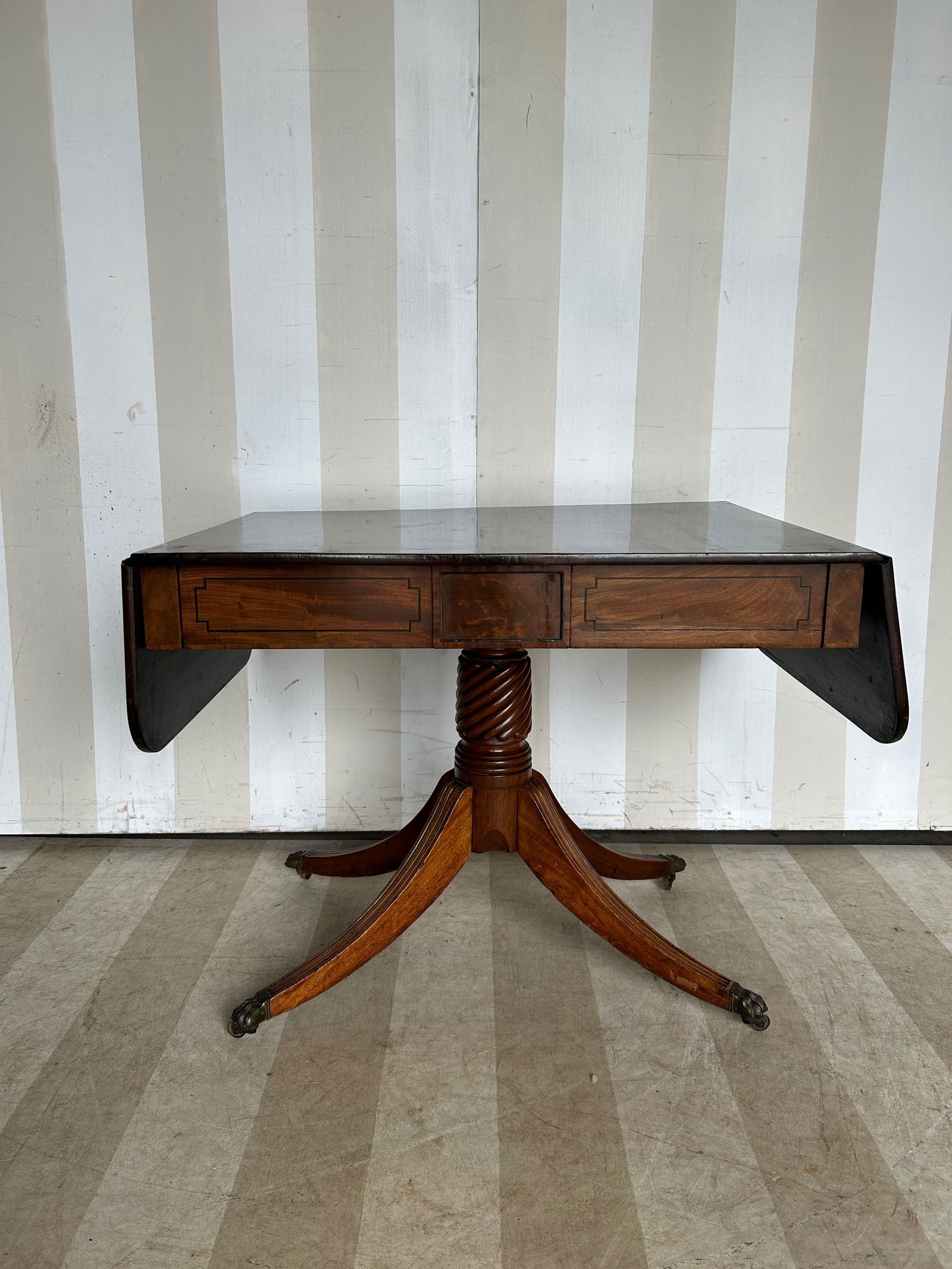 19th Century English Regency Period Inlaid Mahogany Sofa Table (1 of 16)