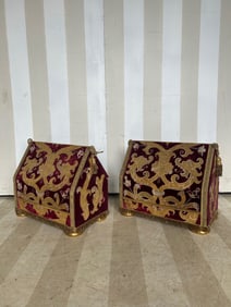 Pair of Italian Upholstered Boxes, Possibly Fortuny