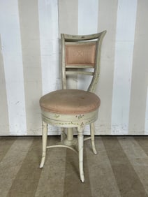 French paint decorated swivel vanity chair