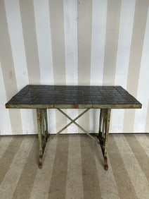 Early 20th Century Iron and Tile Garden Table