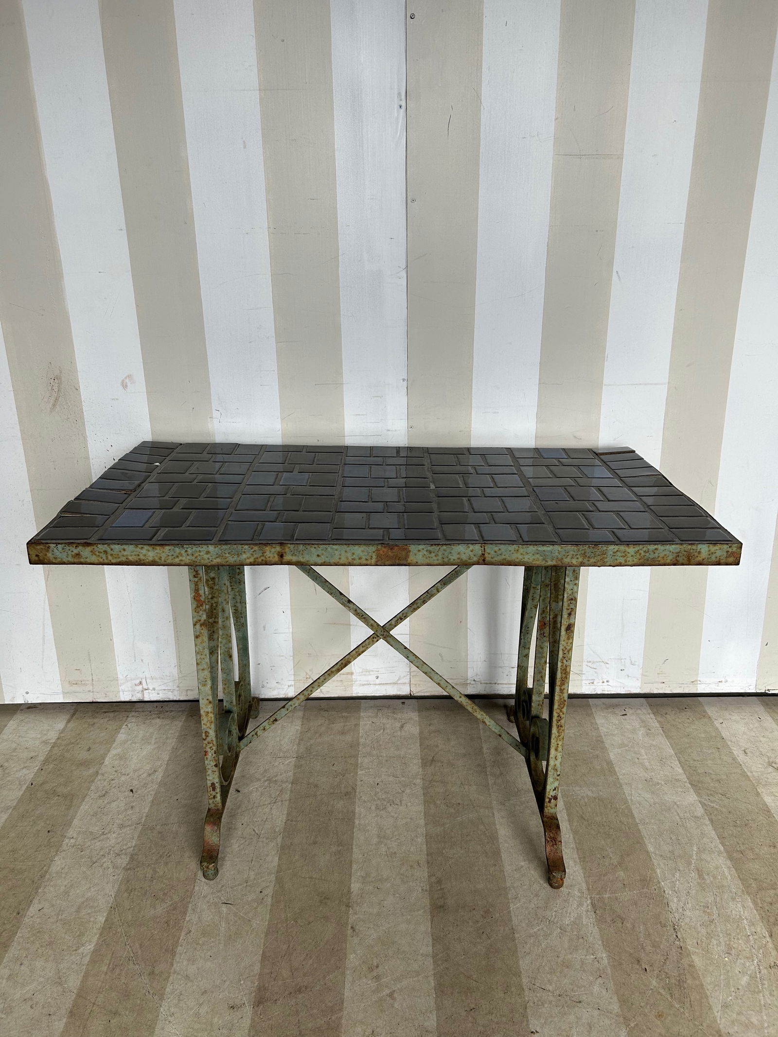 Early 20th Century Iron and Tile Garden Table (1 of 19)