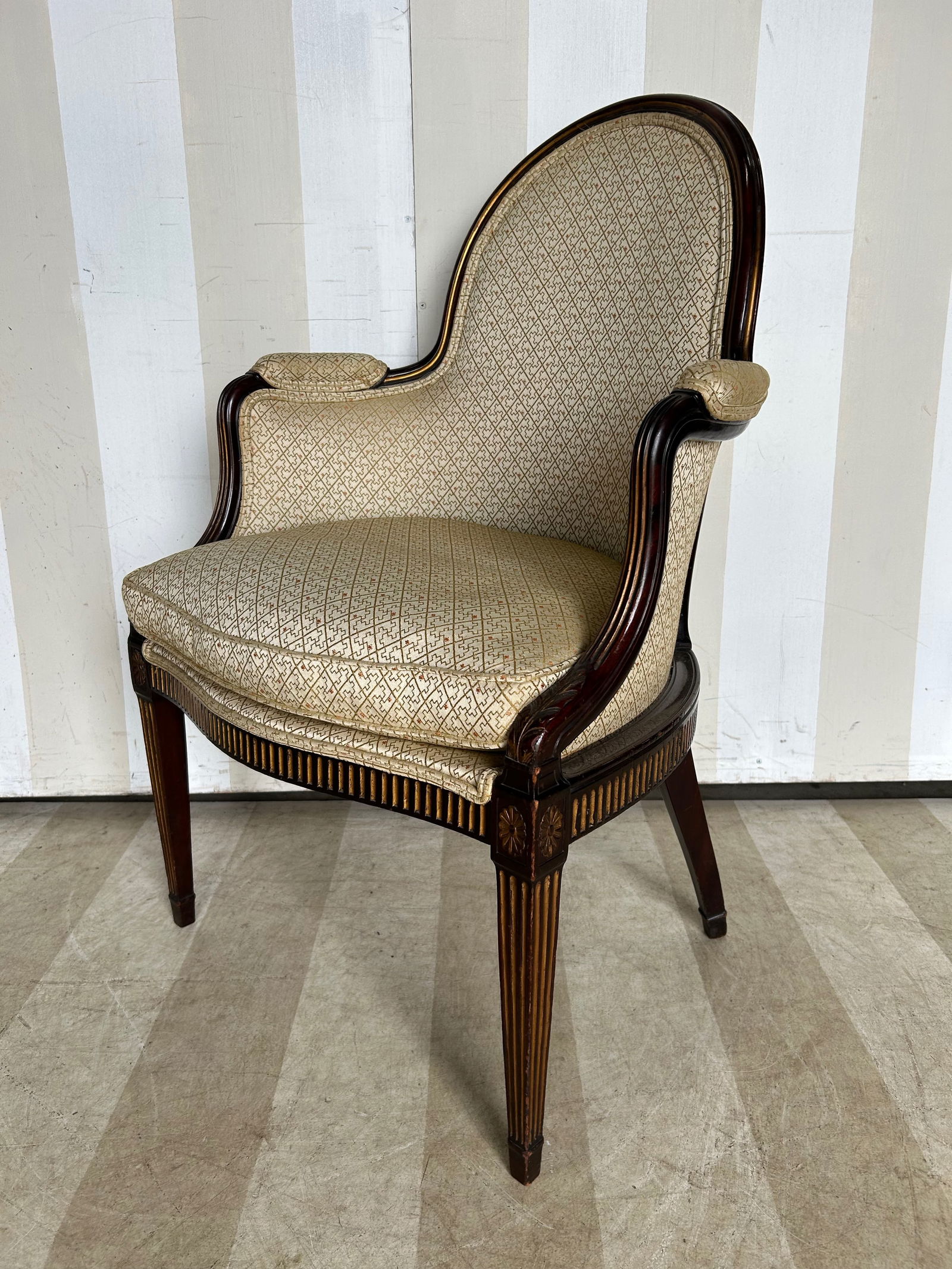 19th- 20th Century French Bergère in Designer Fabric: 19th- 20th Century French Bergère in Designer Fabric