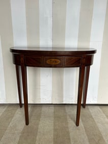 19th Century American Mahogany Card Table with Lilly of the Valley inlay