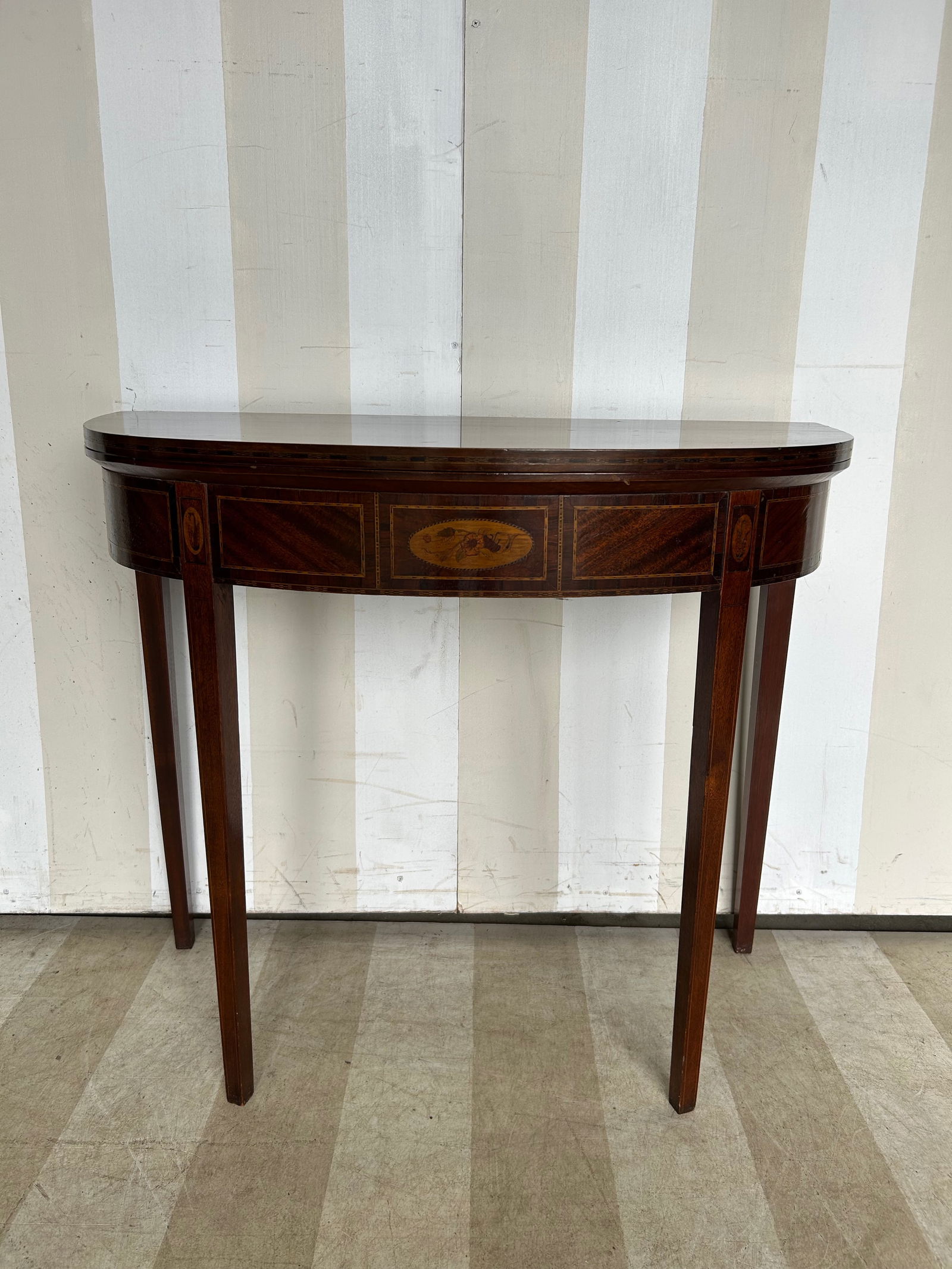 19th Century American Mahogany Card Table with Lilly of the Valley inlay (1 of 15)