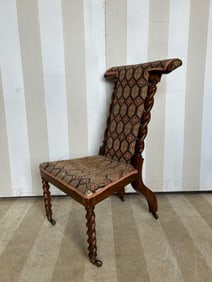 19th Century Barley Twist Prayer Chair in Designer Fabric
