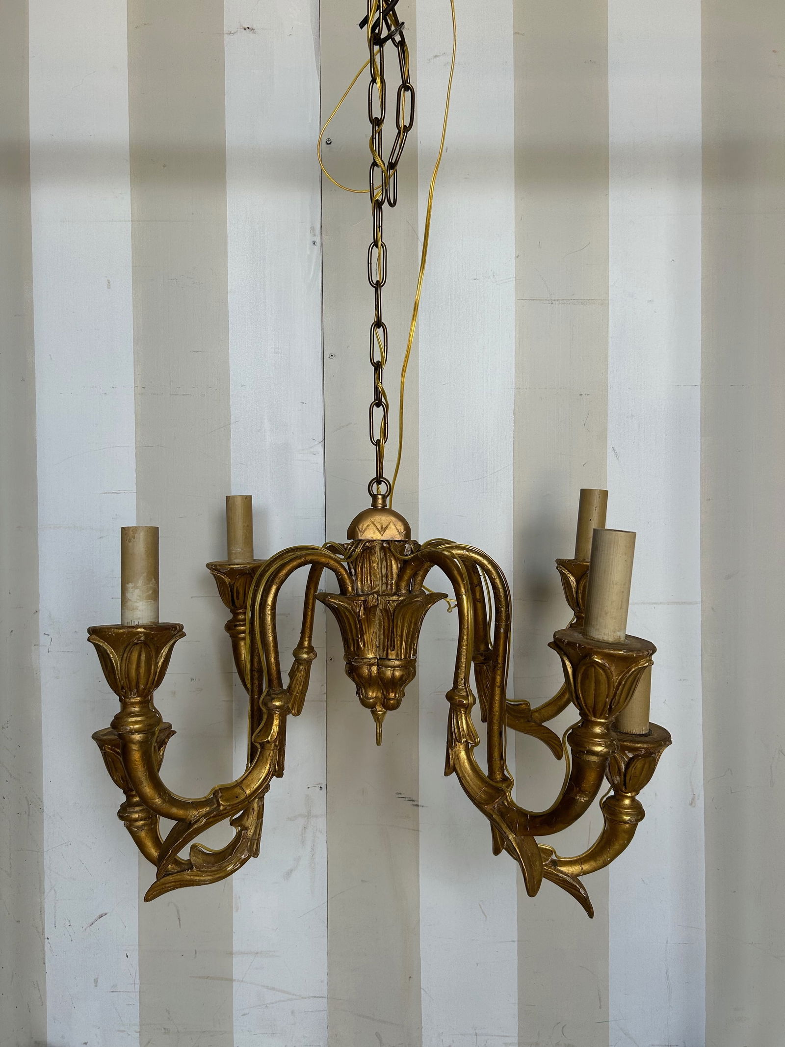 Antique French Giltwood Chandelier: Antique French Giltwood Chandelier