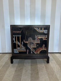 Vintage Chinoiserie Bedside Cabinet with Mirrored Top