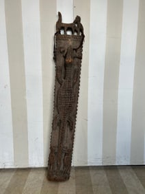 African Carved Crocodile Sculptural Plaque