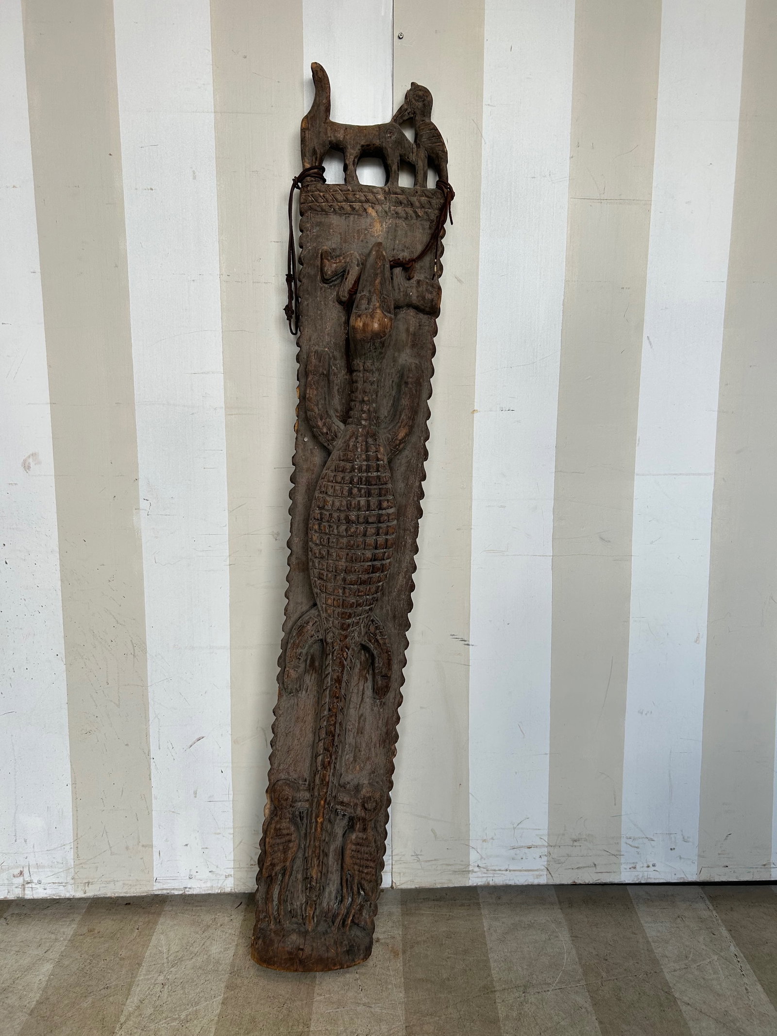 African Carved Crocodile Sculptural Plaque: African Carved Crocodile Sculptural Plaque