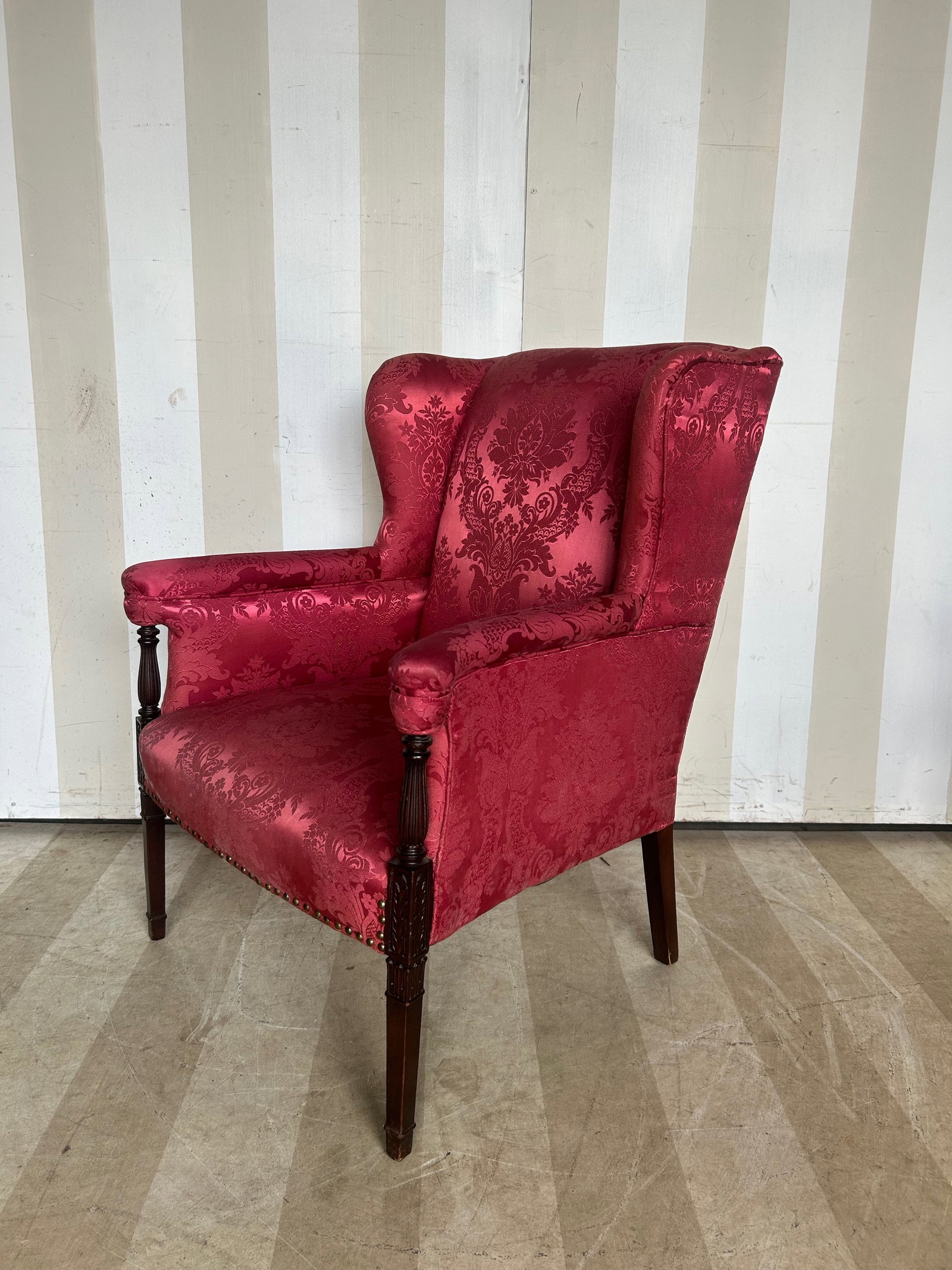 19th Century Mahogany Easy Chair Recently Reupholstered: 19th Century Mahogany Easy Chair Recently Reupholstered