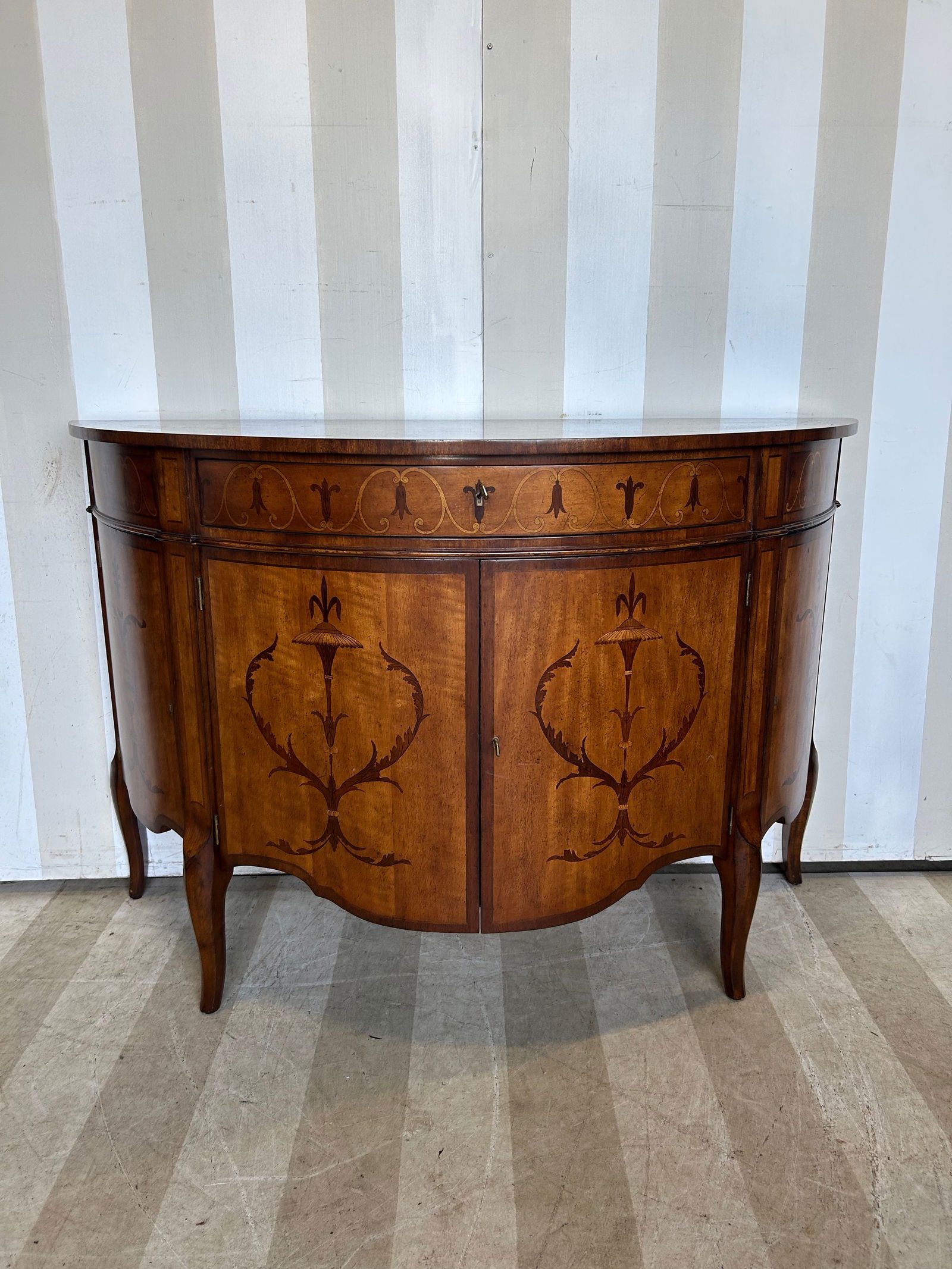 Very Nice Adams Style Designer Demilune Console Cabinet (1 of 15)