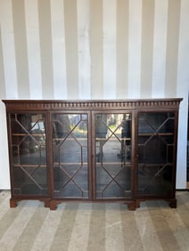Antique Mahogany Bookcase on Bracket Feet