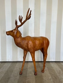 Mid - late 20th Century Leather Deer from a Pound Ridge Estate