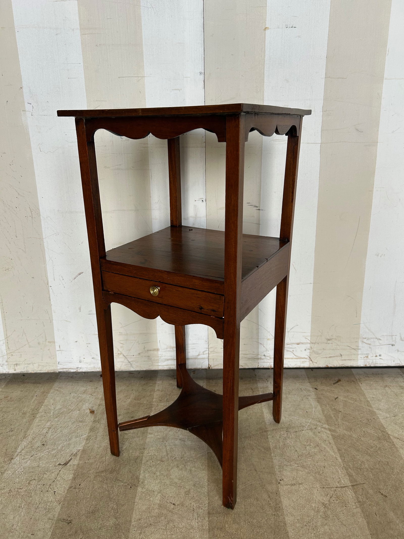 19th Century English Mahogany Side Table with Drawer and Stretcher ( Near Pair to Previous lot) (1 of 13)