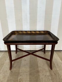 Gorgeous Tole Tray on Stand- Coffee Table Height