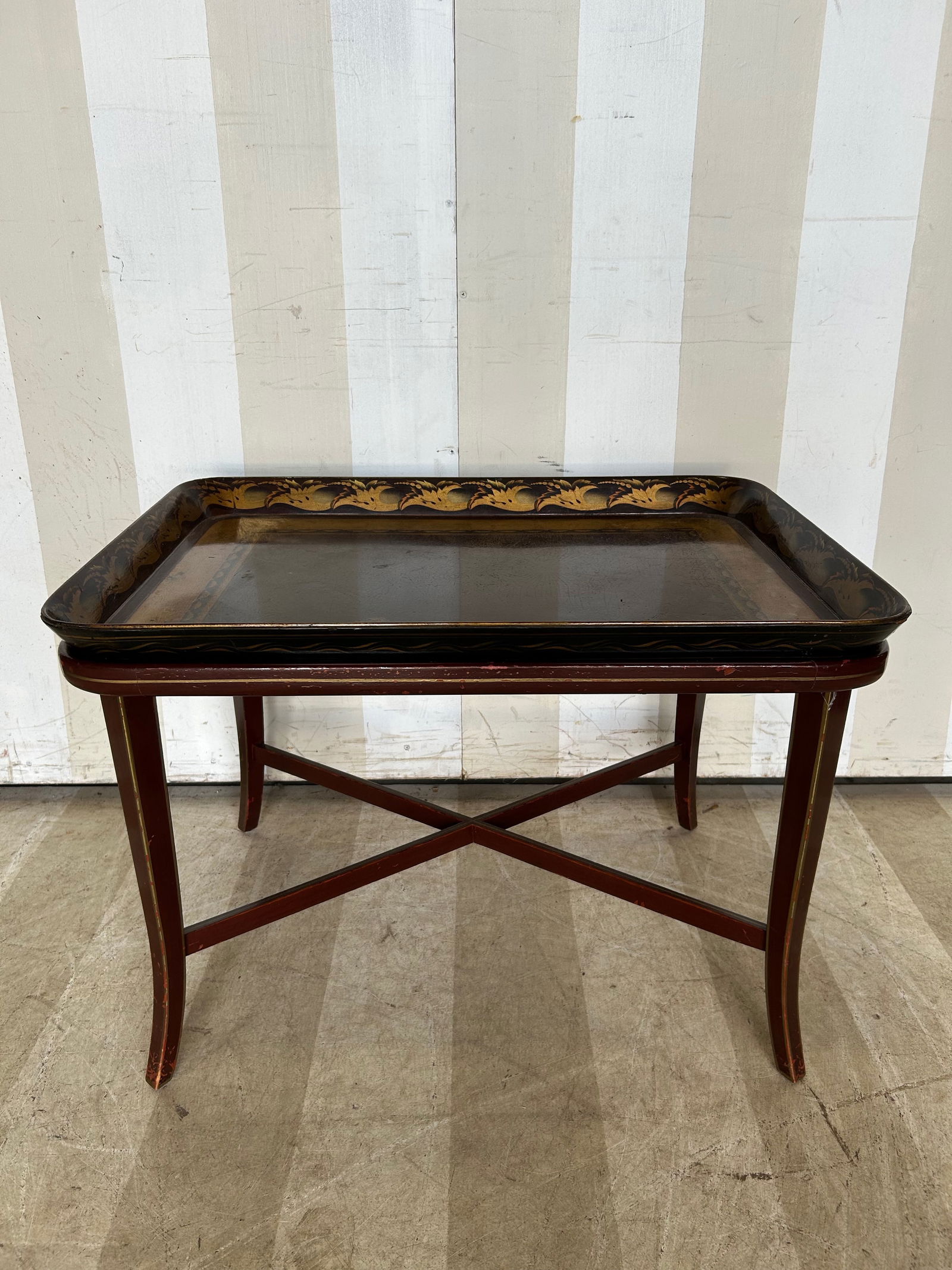 Gorgeous Tole Tray on Stand- Coffee Table Height (1 of 14)