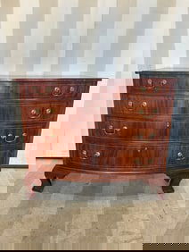 18th- early 19th Century American Inlaid Bowfront Chest on Bracket Feet from a Monument Ave Estate