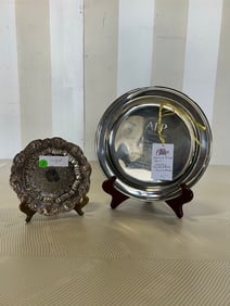 2 Silver /  Silverplate Trays- one with hallmarks