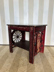 Vernacular Side Table with Wheel - Definitely one of a kind