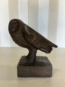 Folky Bronze Owl Statue