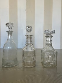 Set of three crystal decanters