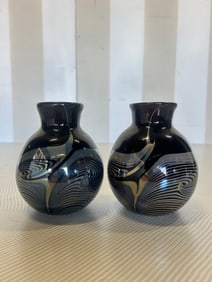 Pair of Enamel Vases