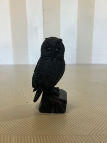 Carved Black Jade Owl