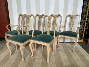 Set of 6 Paint Decorated Dining Chairs