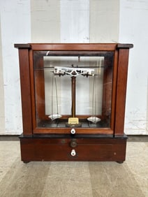 Christian Becker Scientific / Pharmaceutical Scale in Original Mahogany Case