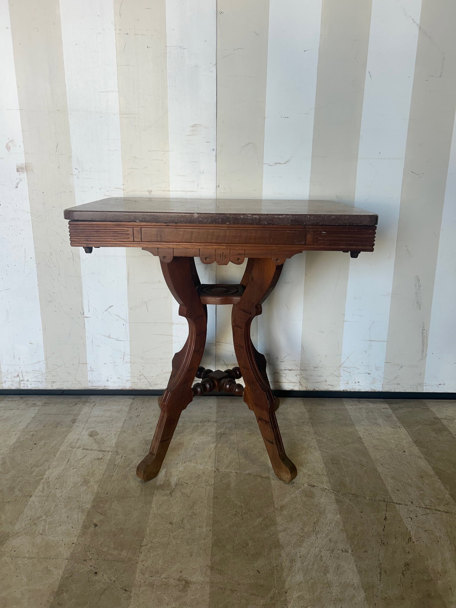 Maymont Museum Deaccessioned Late 19th Century Marble Top Table: Maymont Museum Deaccessioned Late 19th Century Marble Top Table28.25”h x 27.5”w x 19.5”dProvenance: Acquired by Maymont Foundation prior to 2023.