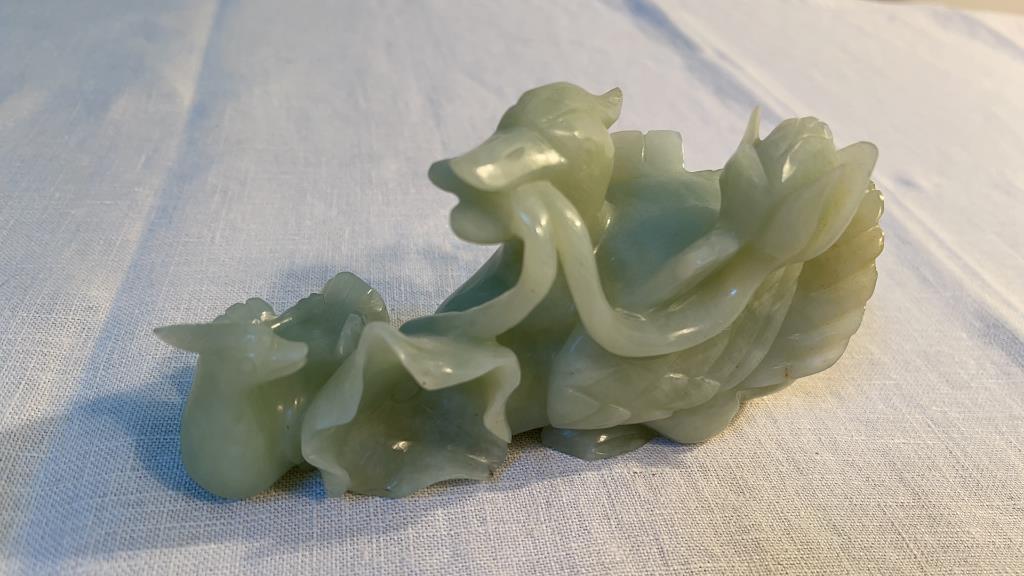 Chinese Carved Jade Duck: 6 X 3.